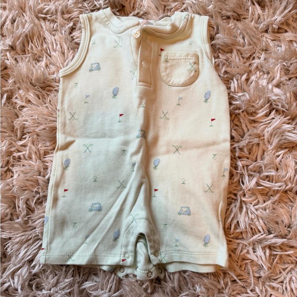 Cute Sleeveless Baby Romper with Golf Print